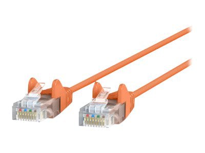Belkin Cat6 1ft Slim 28 AWG Orange Ethernet Patch Cable, UTP, Snagless, Molded, RJ45, M/M, 1'