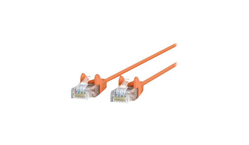 Belkin Cat6 1ft Slim 28 AWG Orange Ethernet Patch Cable, UTP, Snagless, Molded, RJ45, M/M, 1'