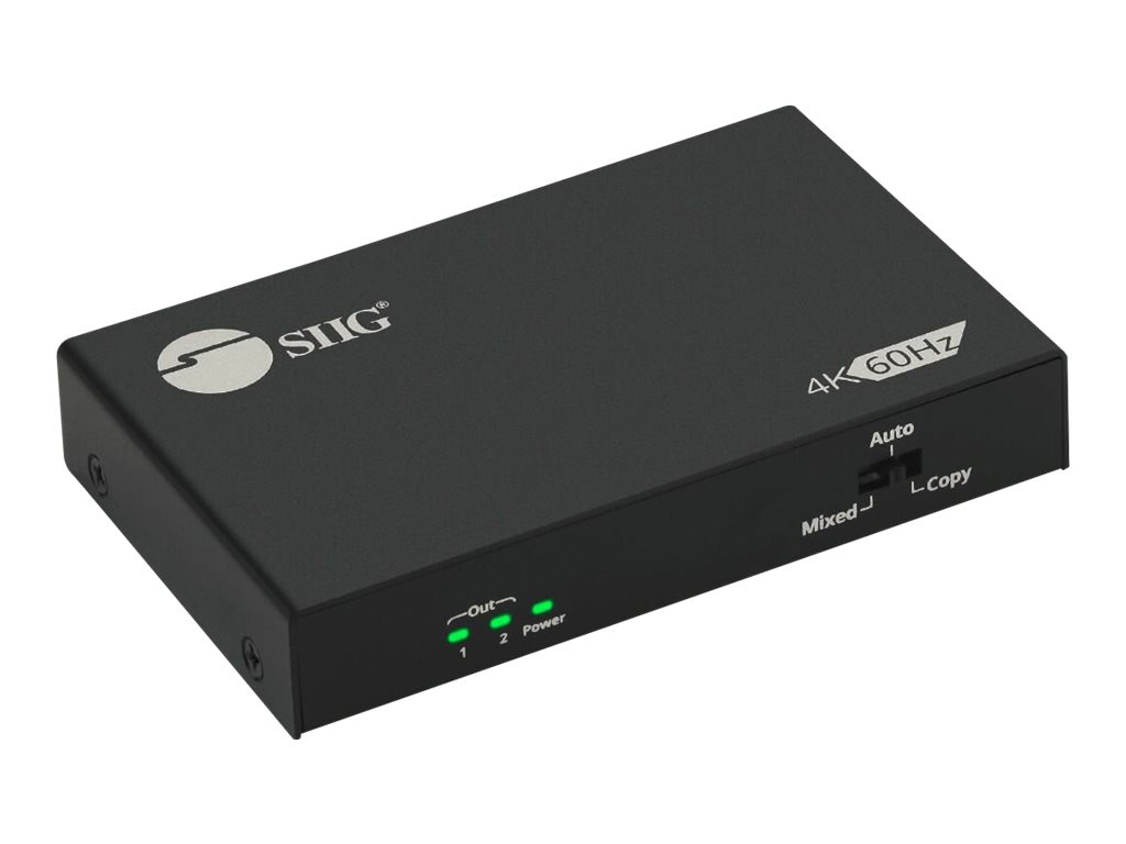 Thumbnail 2 of 6 for SIIG 2 Port HDMI 4K HDR Splitter with EDID and Downscaler - video/audio splitter - 2 ports