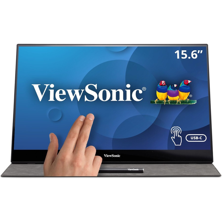 ViewSonic TD1655 - 1080p Portable Monitor with Touchscreen, 60W USB-C, Built in Stand, Smart Cover - 250 cd/m&#178; -