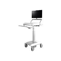 Capsa Healthcare T7 Non-Powered Technology Cart - cart - for LCD display / keyboard / CPU - white, silver