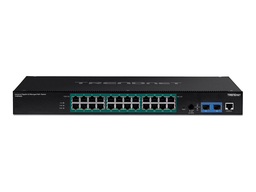 TRENDnet 26-Port Industrial Gigabit L2 Managed PoE+ Switch, TI-RP262i, 1U 1