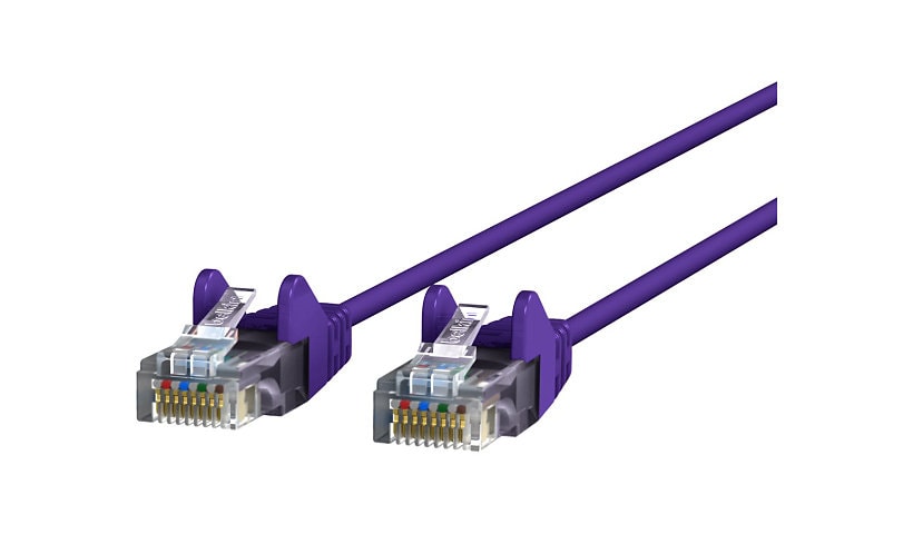 Belkin Cat6 7ft Slim 28 AWG Purple Ethernet Patch Cable, UTP, Snagless, Molded, RJ45, M/M, 7'