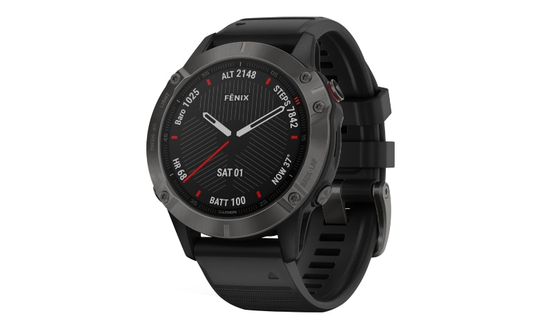 Garmin fenix 6 Sapphire - carbon gray DLC - sport watch with band - black -