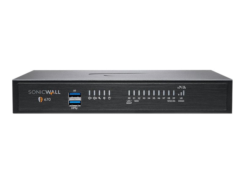 SonicWall TZ670 - security appliance - with 1 year Support Service 8x5