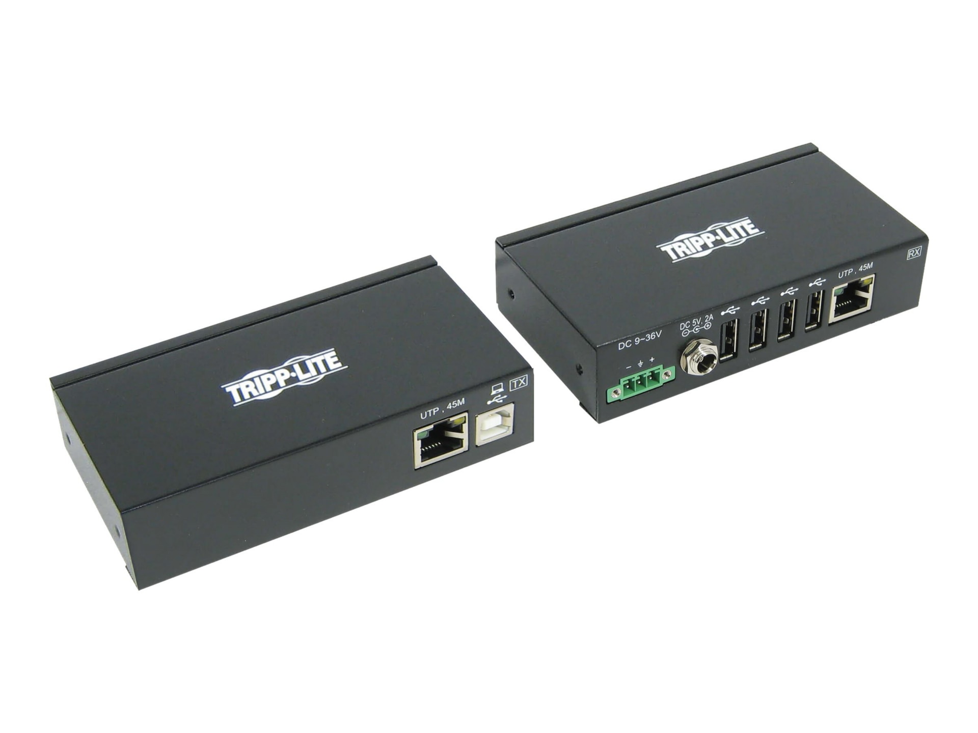 Eaton Tripp Lite Series USB over Cat5/6 Extender Kit 4-Port Industrial with ESD Protection - USB 2.0, 150 ft., Black,