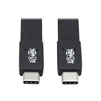 Tripp Lite USB C Cable Flat USB 3.1 Gen2 10Gbps M/M Thunderbolt 3 Black 3ft