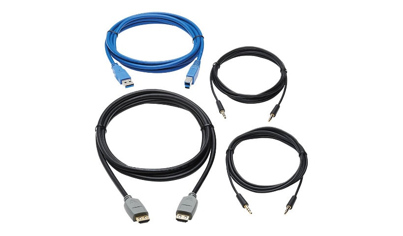 Tripp Lite HDMI KVM Cable Kit for Tripp Lite B005-HUA2-K and B005-HUA4 KVM, 4K HDMI, USB 3.1 Gen 1, 3.5 mm, 6 ft. -
