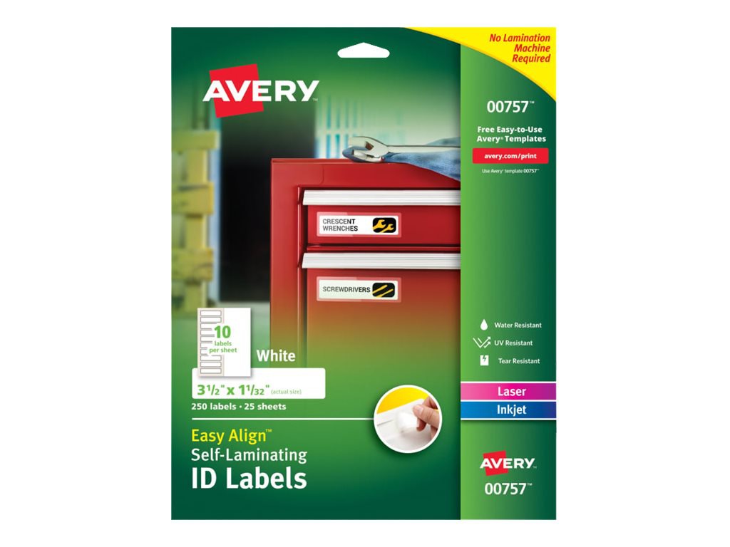 Avery Easy Align - self-laminating ID labels - 250 label(s) - 1.03 in x 3.5