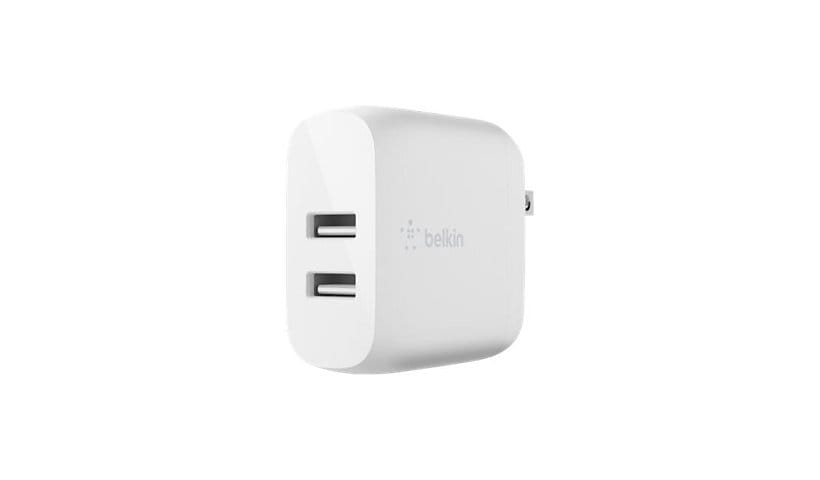 Belkin BoostCharge Dual USB-A Wall Charger 24 Watt + Lightning to USB-A Cable - Power Adapter
