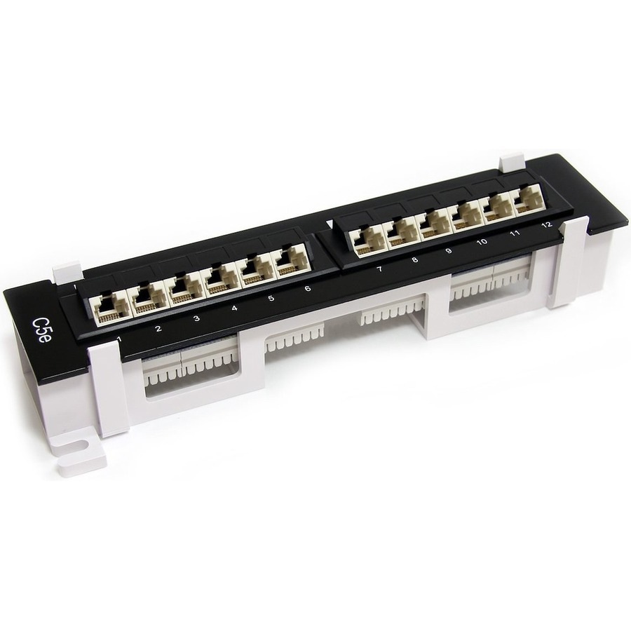 StarTech.com 1U 12 Port CAT5e Patch Panel - 45 Degree - Wall Mount