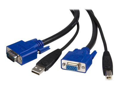 StarTech.com 15 ft 2-in-1 Universal USB KVM Cable - KVM Cable - 15 ft - 1 x Type B, 1 x D-Sub (HD-15), 1 x Type A, 1 x