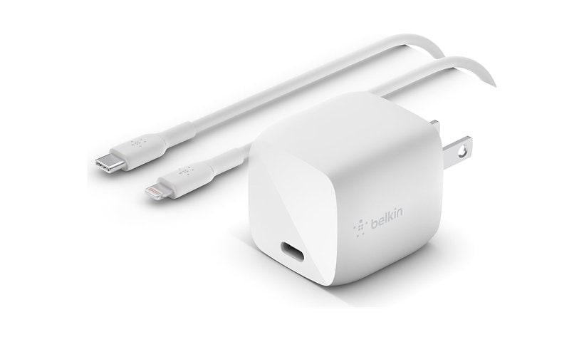 Belkin USB-C 30W GaN Wall Charger with PD 3.3ft 24 pin USB-C Cable  - USB C Charger for MacBook Pro and iPhone