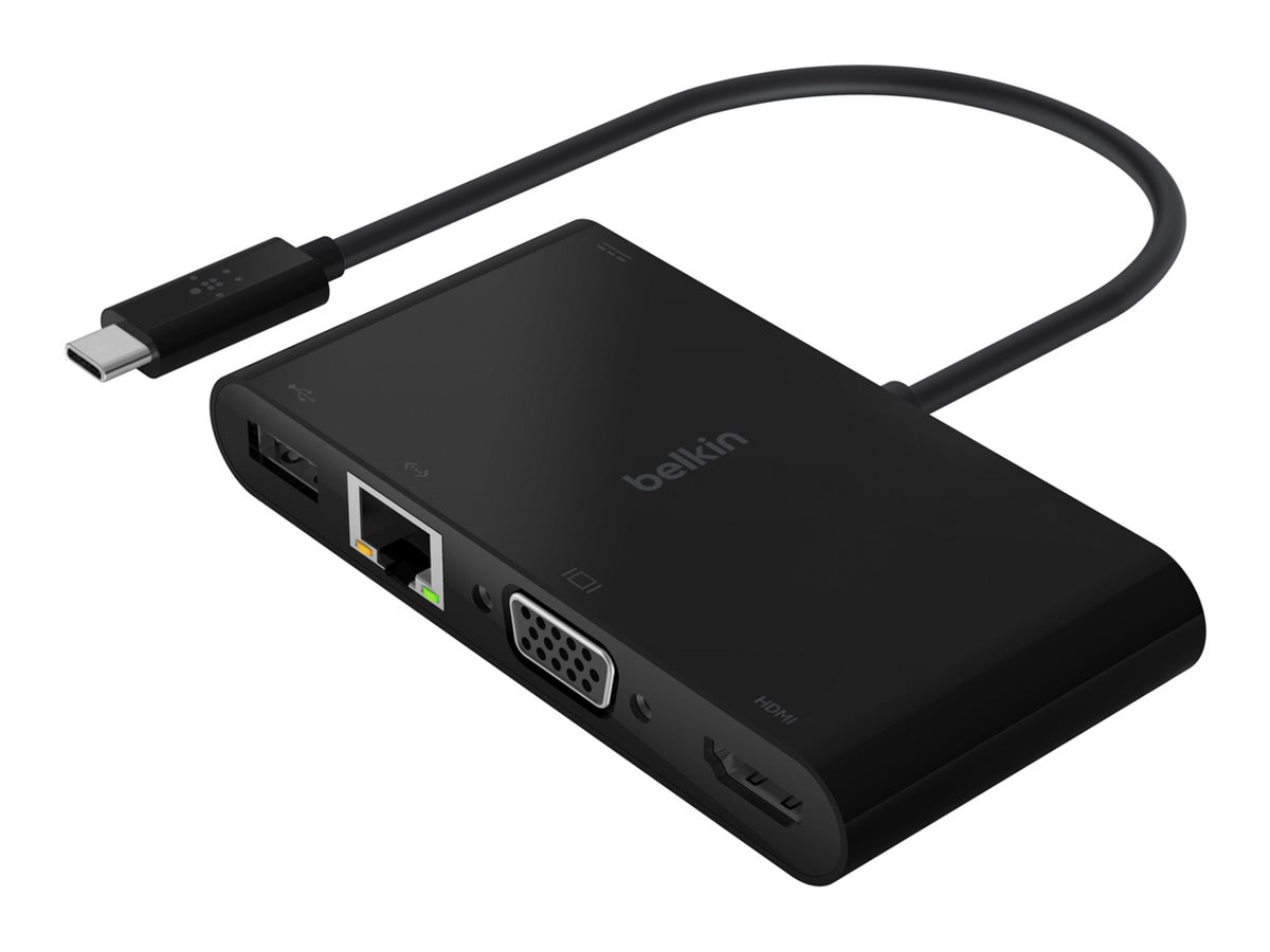 Belkin USB C Adapter Hub HDMI VGA GbE USB 3.0 - 100W PT Power - AVC004BTBK -