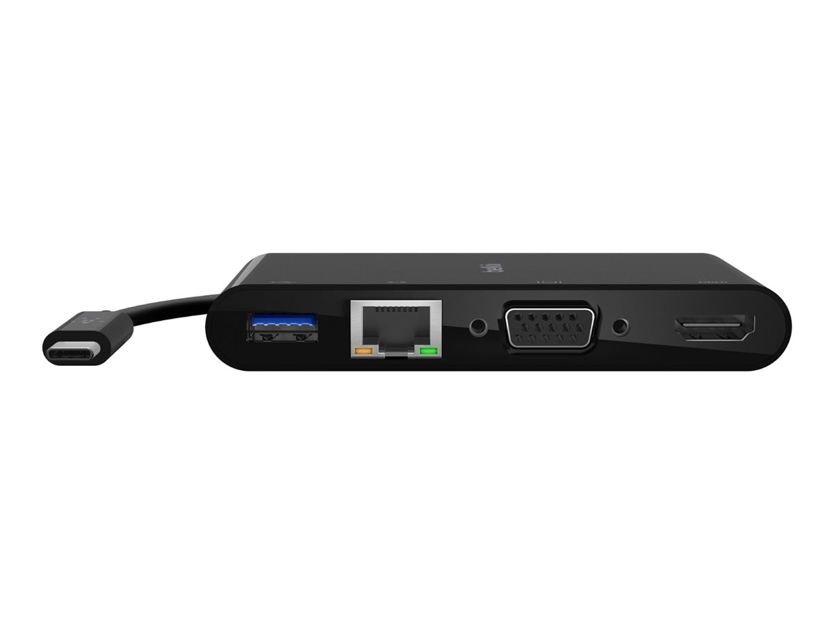 Thumbnail 3 of 10 for Belkin 5-Port USB-C Hub - USB-C to 1xUSB-A, 1xEthernet, 1xVGA, 1x4K HDMI - 10 Gbps - 100W - Docking Station - Black