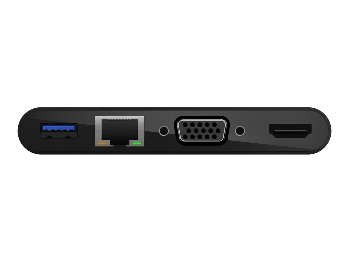 Belkin USB-C Multiport Adapter - Compatible w/ Gigabit Ethernet, USB-A, VGA, 4K HDMI - Black