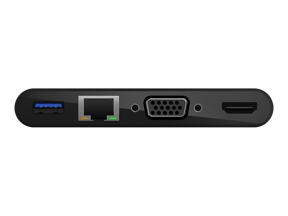 Belkin 4-Port USB-C Hub - USB-C to 1xUSB-A, 1xEthernet, 1xVGA, 1x4K HDMI - 5 Gbps - Docking Station - Black