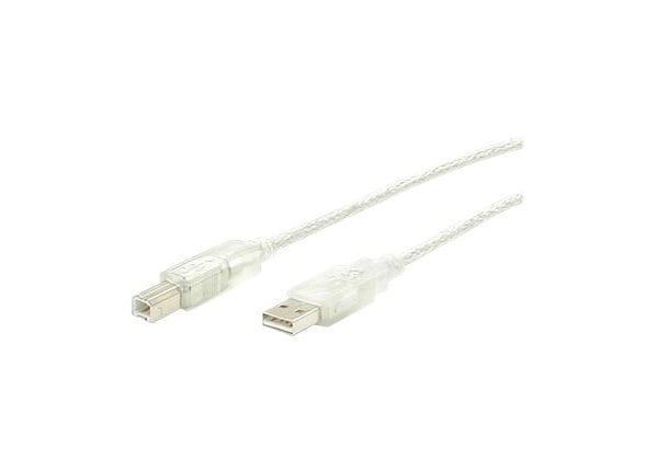 StarTech.com 10 ft Transparent USB 2.0 Cable- USB Type A to USB Type B