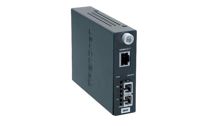 TRENDnet Intelligent 1000Base-T to 1000Base-SX Multi-Mode SC Fiber Media Converter, Up to 550M (1800 ft), Fiber to