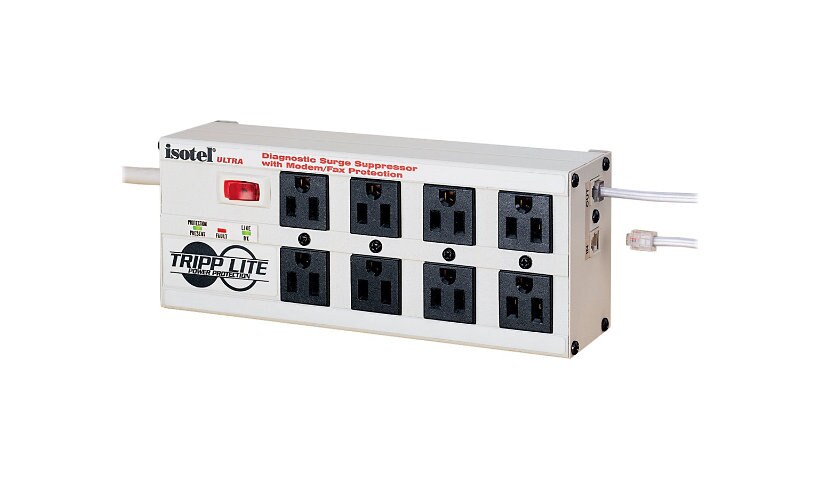 Tripp Lite Isobar Surge Protector Metal RJ11 8 Outlet 12' Cord 3840 Joules - surge protector