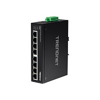 TRENDnet 8-Port Industrial Unmanaged Fast Ethernet DIN-Rail Switch; TI-E80 8 x Fast Ethernet Ports; 1.6Gbps Switching