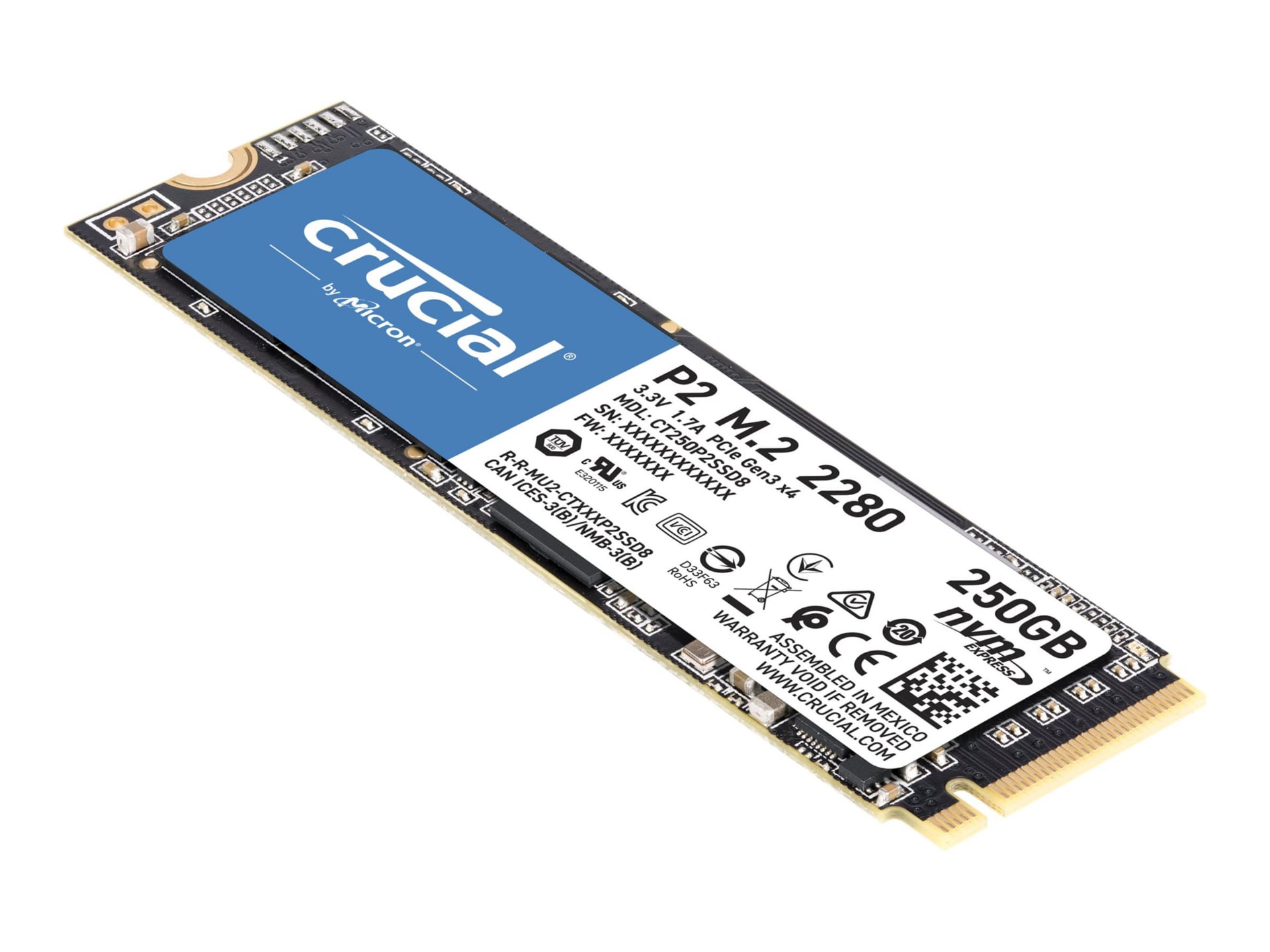 Crucial P2 - SSD - 250 GB - PCIe 3,0 x4 (NVMe) - CT250P2SSD8