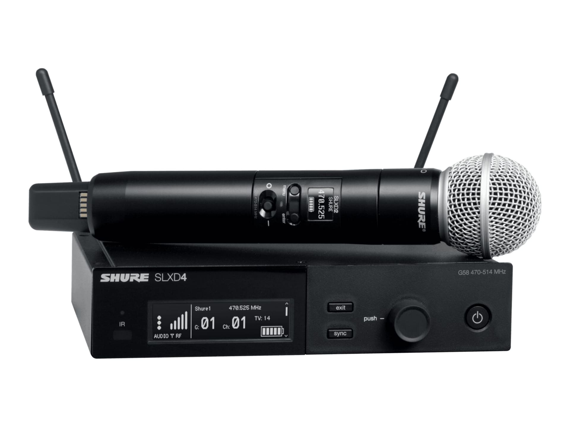 Shure SLX-D System SLXD24/SM58 - J52 Band - wireless microphone system - SLXD24/SM58-J52 - Conference Systems - CDW.com