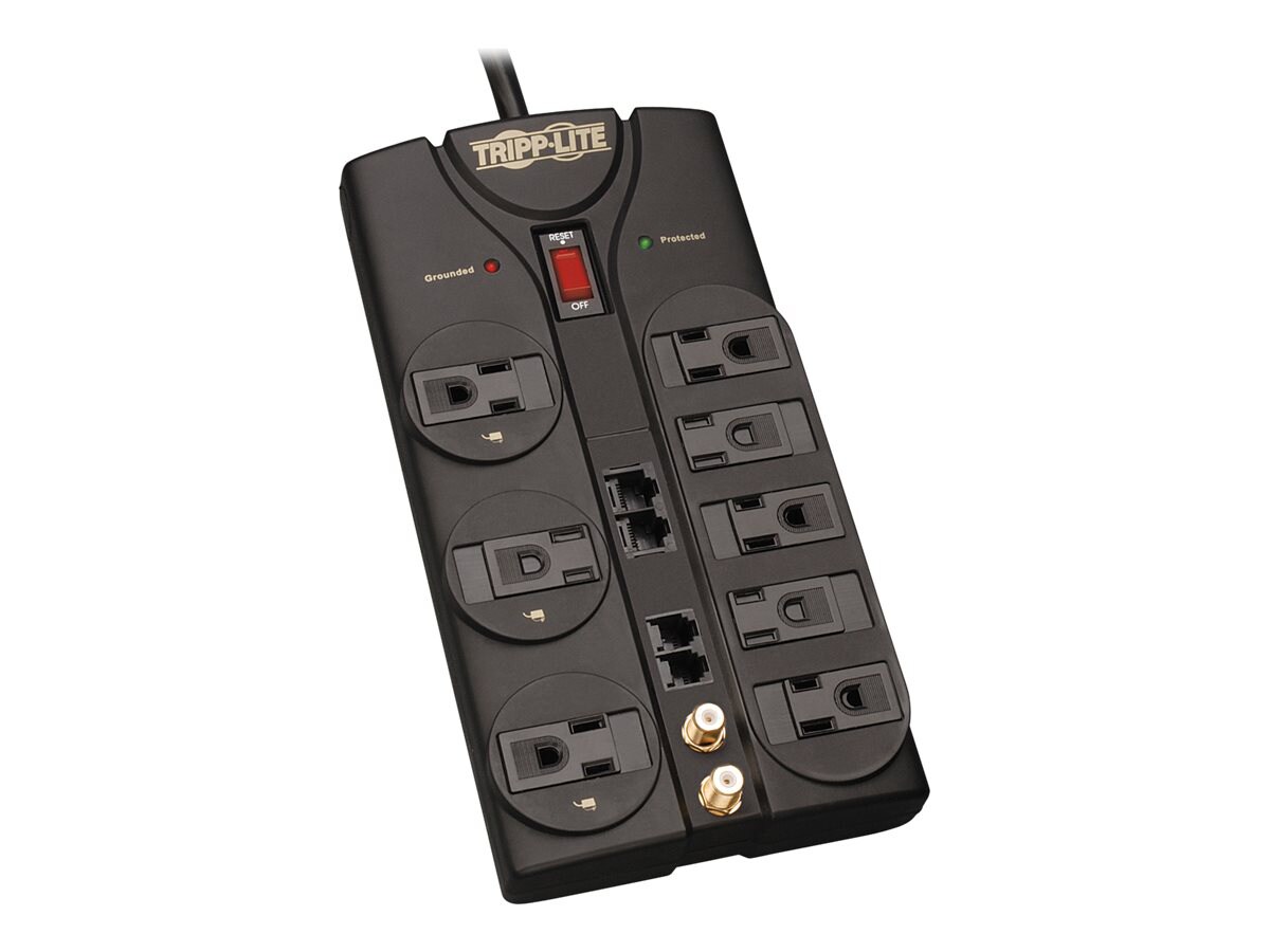 Tripp Lite Surge Protector 8 Outlet, 120V Coax,10ft Cord