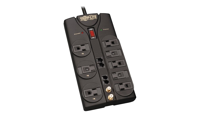 Tripp Lite Surge Protector Power Strip 120V 8 Outlet RJ11 RJ45 Coax 10' Crd 3240 Joule - protection contre les surtensions