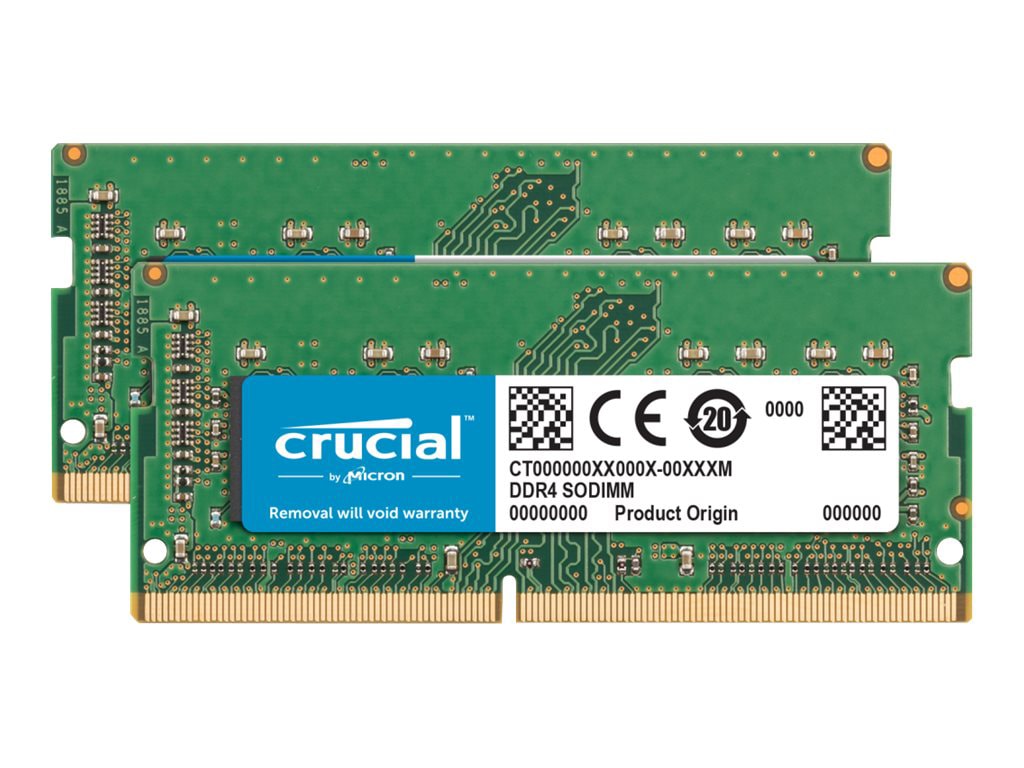 Crucial - DDR4 - kit - 64 GB: 2 x GB - SO-DIMM 260-pin - 2666 MHz / PC4-21300 - unbuffered - CT2K32G4S266M - Computer Memory - CDW.com