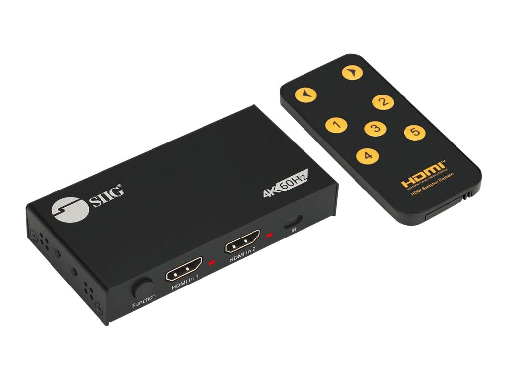 SIIG 2 Port HDMI 4K HDR Splitter / Switcher - video/audio splitter/switch - 2 ports