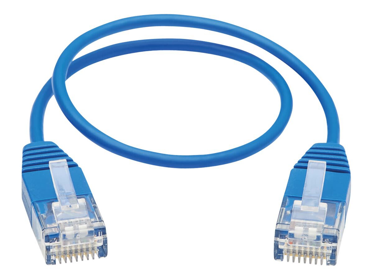 Eaton Tripp Lite Series Cat6 Gigabit Molded Ultra-Slim UTP Ethernet Cable (RJ45 M/M), Blue, 1 ft. (0.31 m) - network