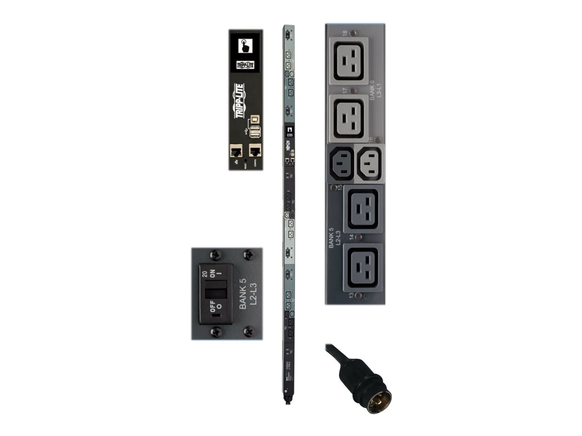 Eaton Tripp Lite Series PDU 3-Phase Monitored Per-Outlet 14.4kW - LX Platform, 6 C13 & 12 C19 Outlets (208V), 50A