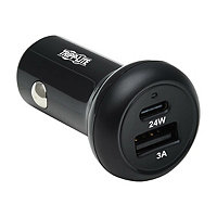 Tripp Lite USB Car Charger Dual-Port 24W Charging USB C USB-A QC 3.0 Black