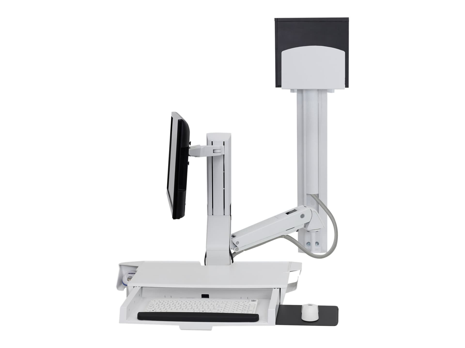 Ergotron StyleView Combo System With Worksurface & Pan - Med CPU Holder - Keyboard & Monitor Mount Workstation - White