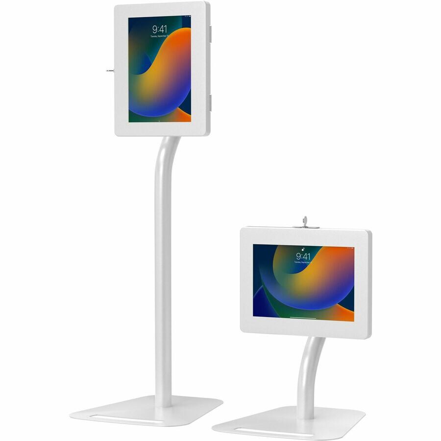 CTA Digital Premium Height-Adjustable Floor-to-Desk Security Kiosk for Tablets (White)