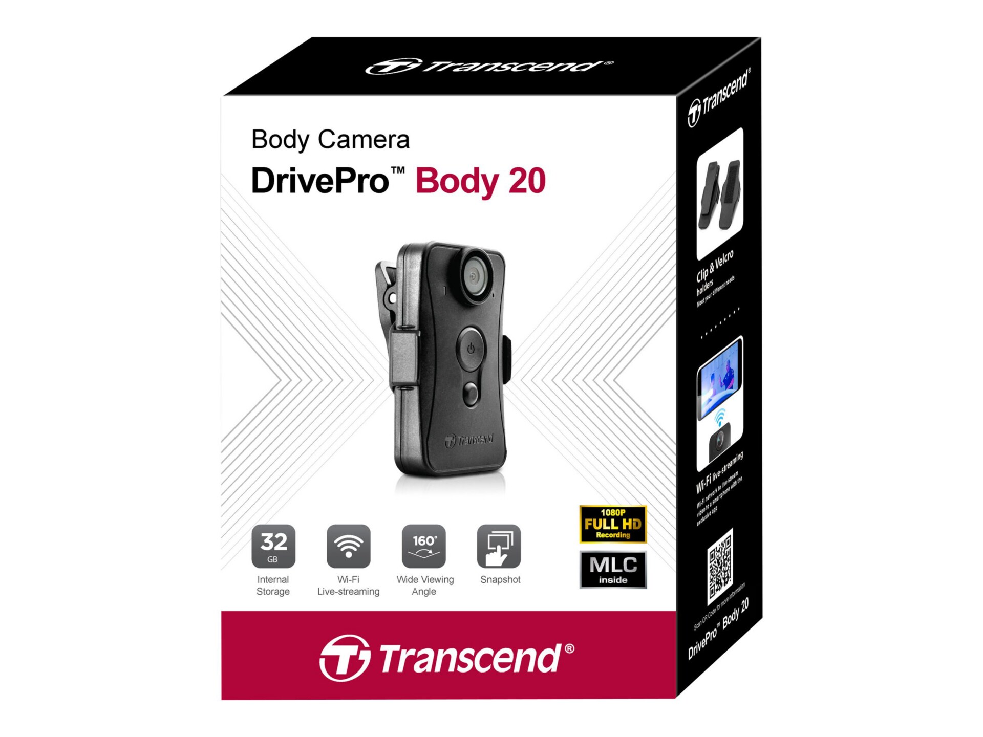 Transcend DrivePro Body 20 - camcorder - internal flash memory