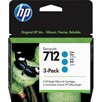 HP 712 Original Inkjet Ink Cartridge - Cyan - 3 / Pack