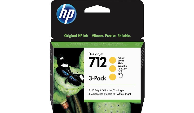 HP 712 Original Inkjet Ink Cartridge - Yellow - 3 / Pack