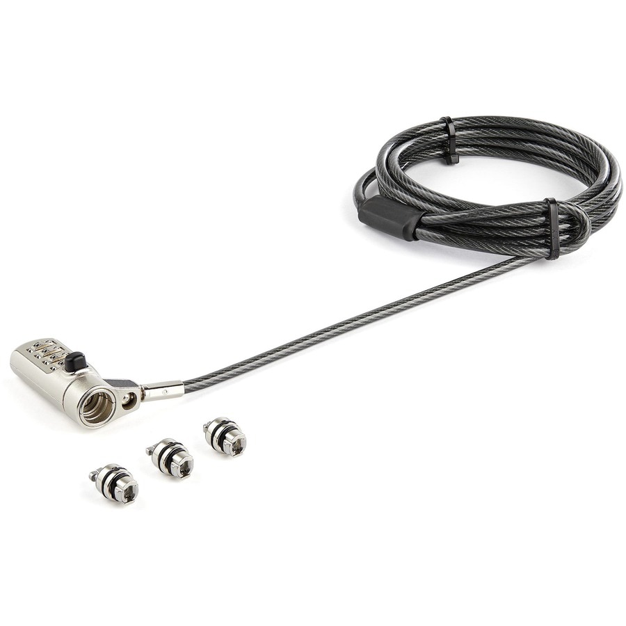 StarTech.com 6.6ft (2m) 3-in-1 Universal Laptop Cable Lock, 4-Digit Combina