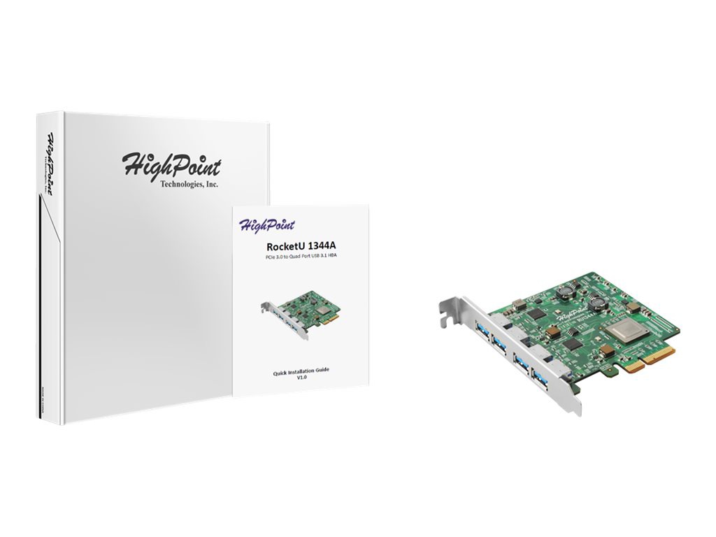 HighPoint RocketU 1344A - USB adapter - PCIe 3.0 x4 - USB 3.1 Gen 2 x 4