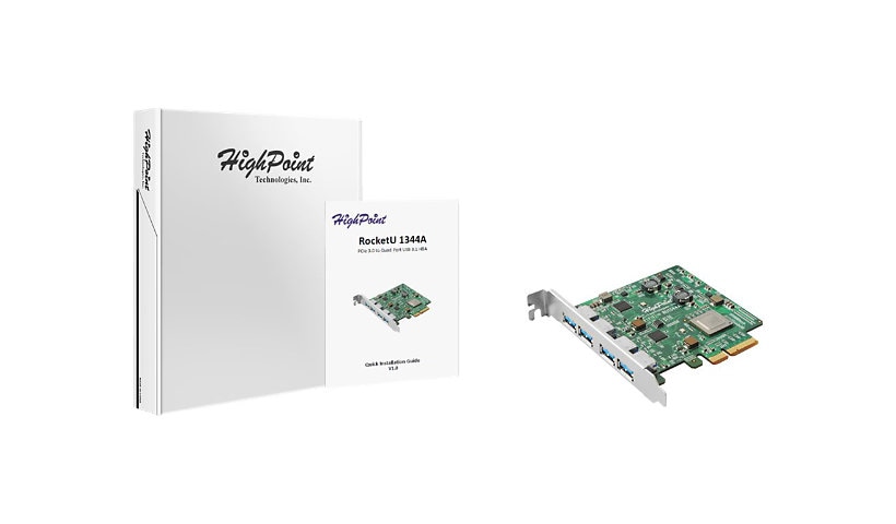 HighPoint RocketU 1344A - USB adapter - PCIe 3.0 x4 - USB 3.1 Gen 2 x 4