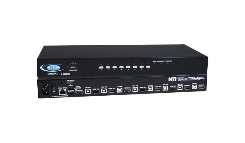 NTI UNIMUX UNIMUX-HD4K-8 - KVM / USB switch - 8 ports - rack-mountable