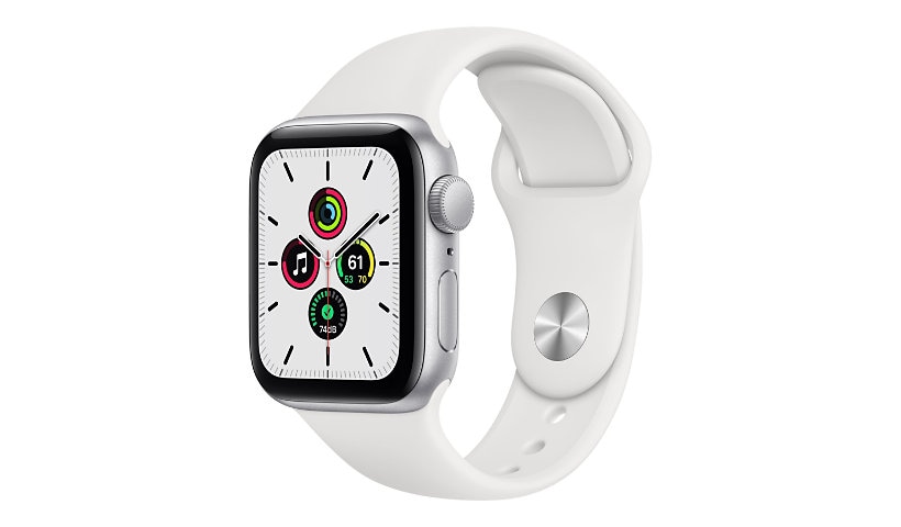 Apple Watch SE (GPS) - silver aluminum - smart watch with sport band - whit