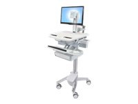 Ergotron cart - for LCD display / keyboard / mouse / CPU / notebook / barcode scanner - gray, white, polished aluminum -