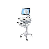 Ergotron cart - for LCD display / keyboard / mouse / CPU / notebook / barcode scanner - gray, white, polished aluminum -