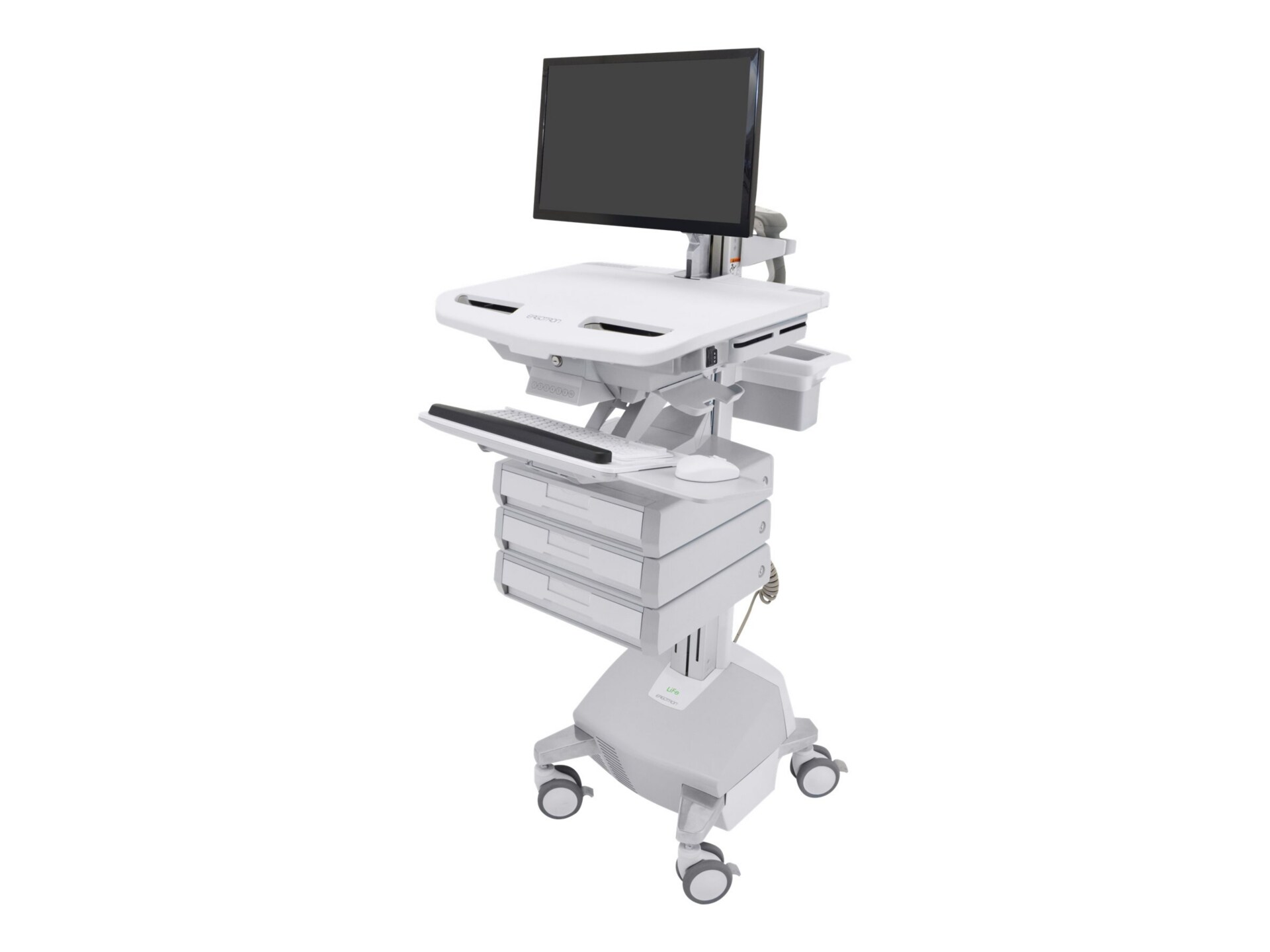 Ergotron StyleView Electric Lift Cart with LCD Arm, LiFe Powered, 3 Drawers (1x3) - cart - open architecture - for LCD