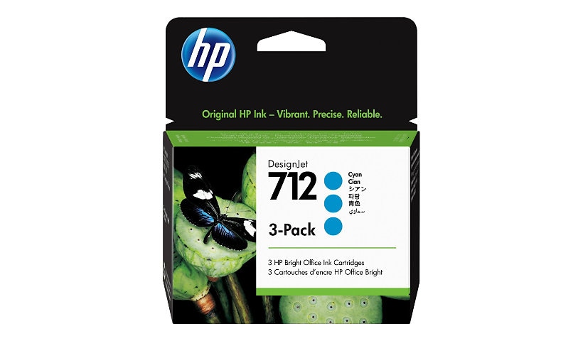 HP 712 - 3-pack - cyan - original - DesignJet - ink cartridge