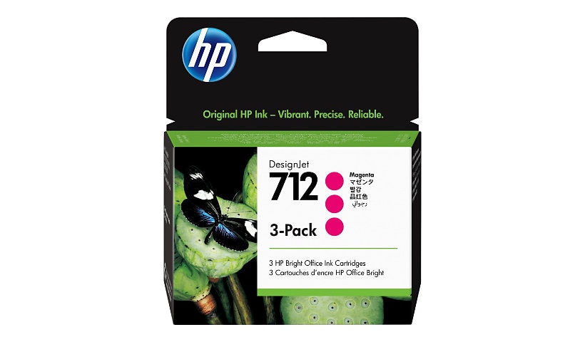 HP 712 Original Inkjet Ink Cartridge - Magenta - 3 / Pack
