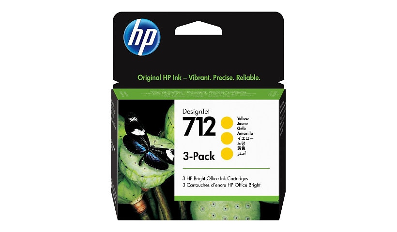 HP 712 Original Inkjet Ink Cartridge - Yellow - 3 / Pack